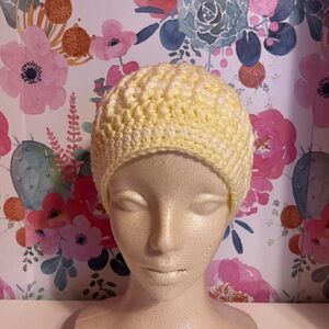 Hand made women Yellow Crochet Beanie